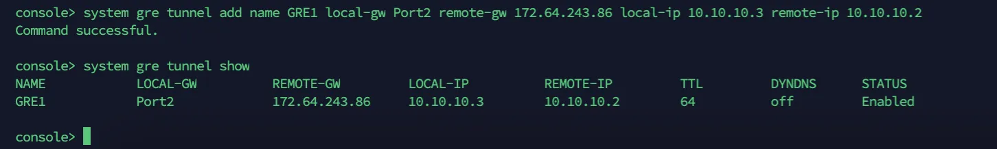 访问 CLI 以配置 GRE 隧道