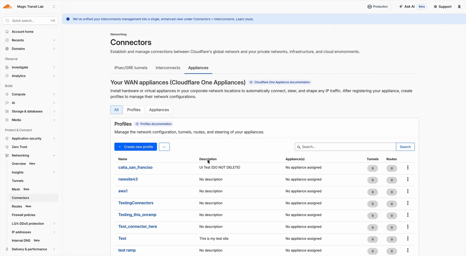 从 Connectors 页面注册 Cloudflare One 虚拟 Appliance 并生成其身份验证密钥