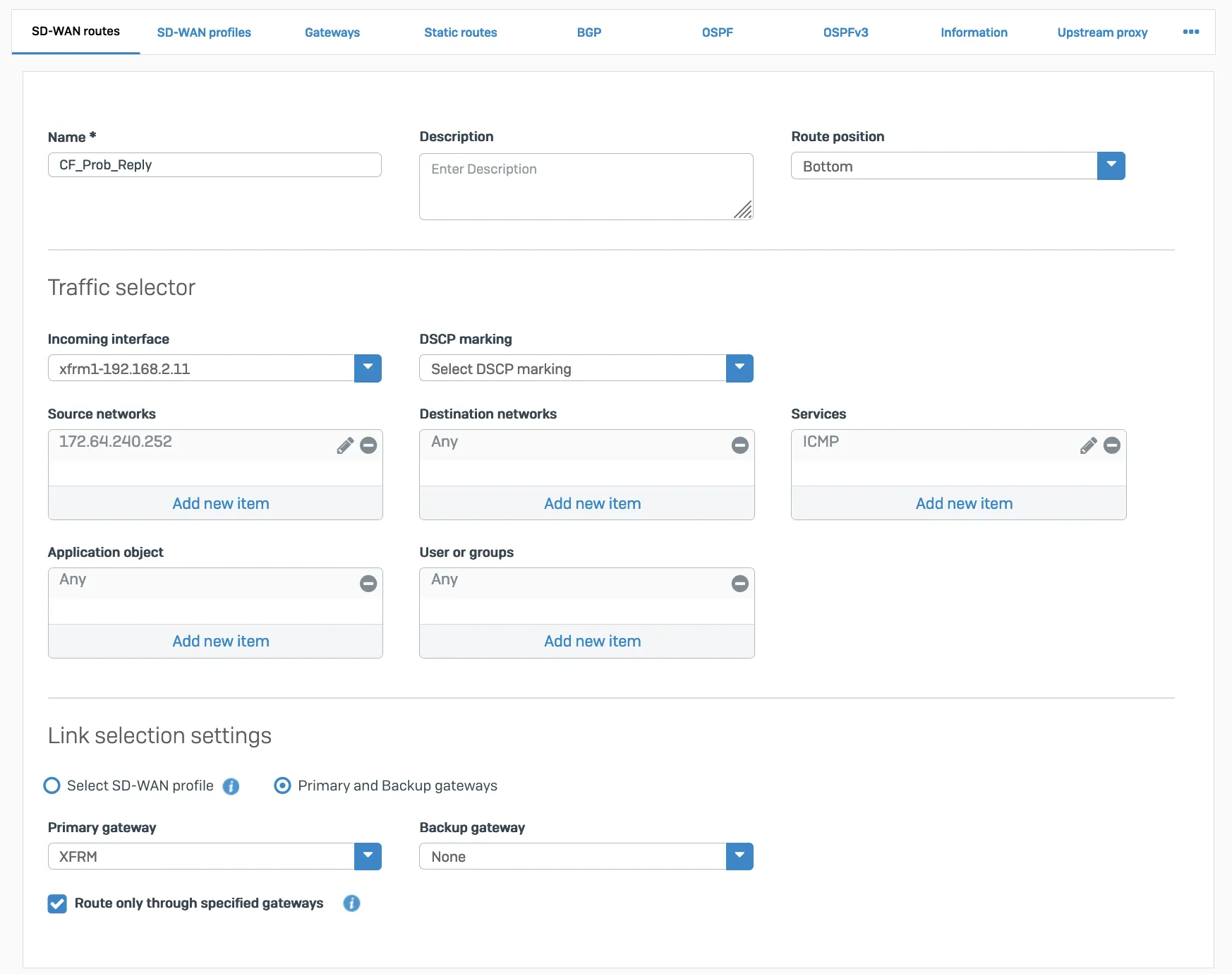 配置 SD-WAN 路由，以便 ICMP 答复通过相同的隧道返回到 Cloudflare。
