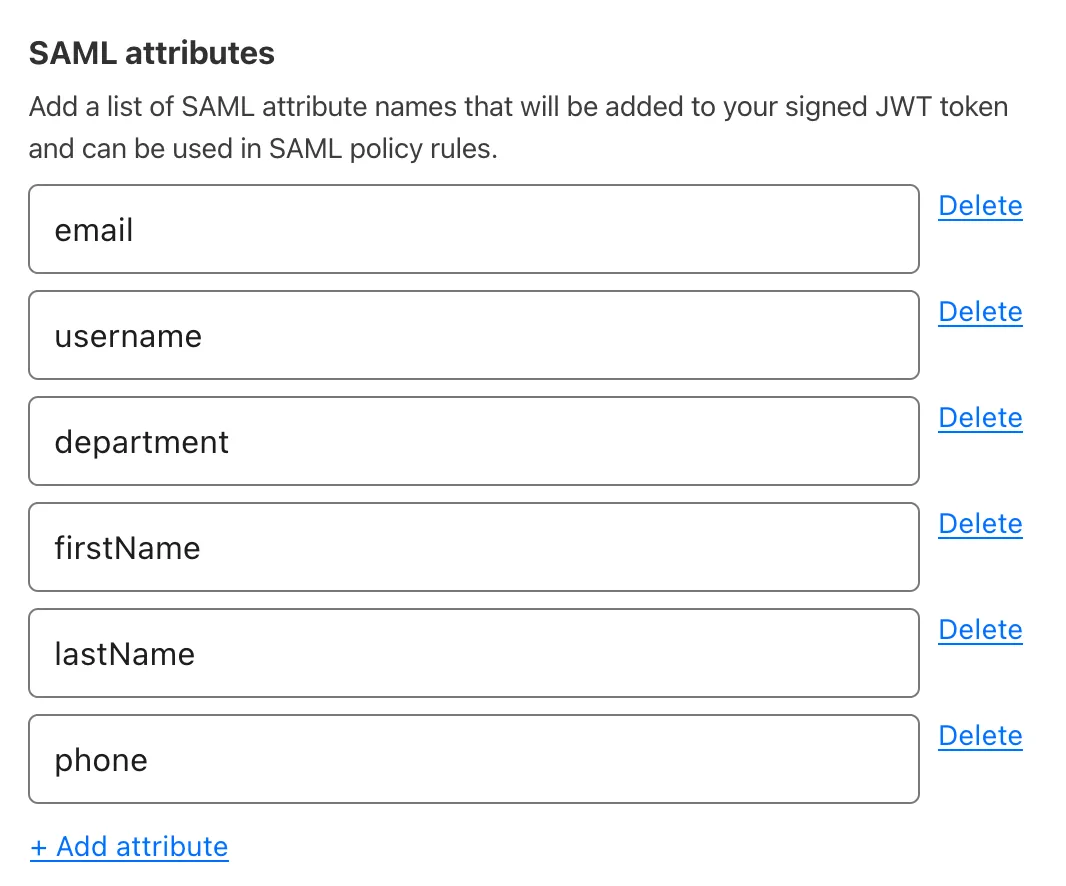 配置 Cloudflare 接收 SAML 属性