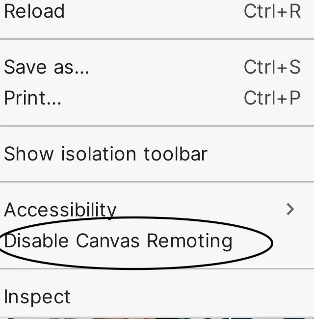 Canvas Remoting 上下文菜单选项