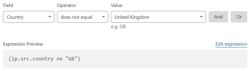 用于可视化定义表达式的 Expression Builder 界面
