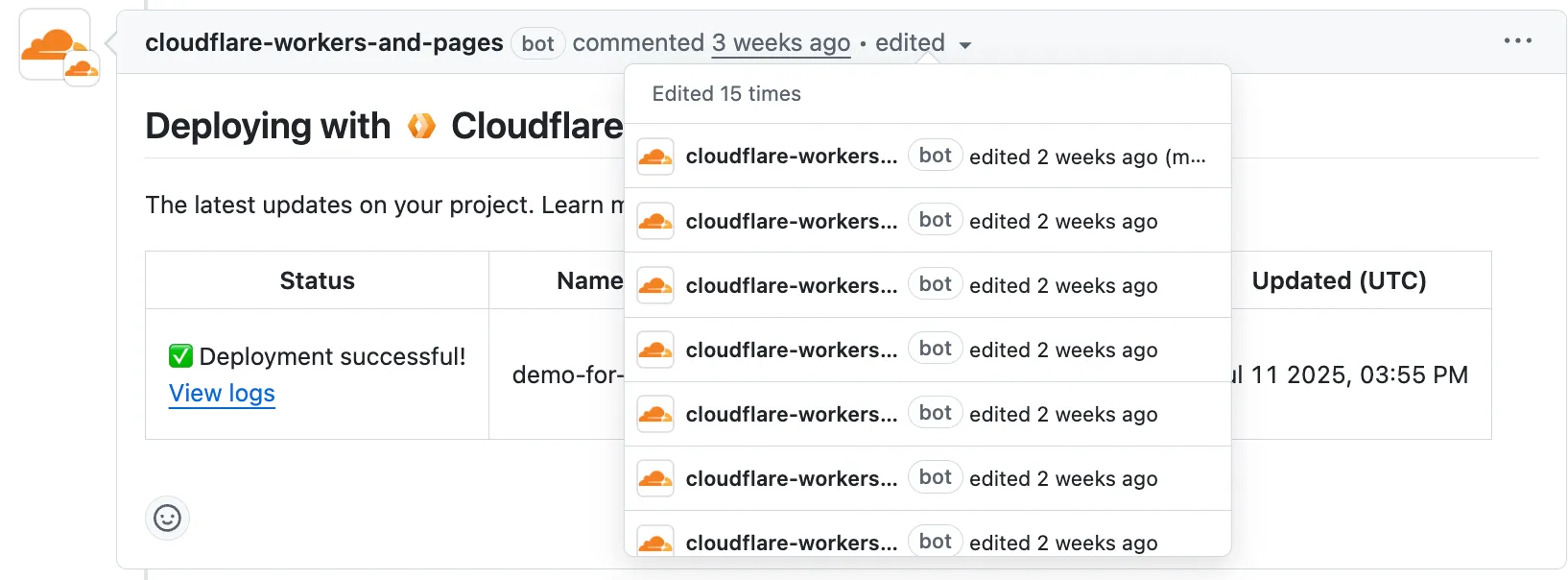 GitHub 拉取请求评论历史
