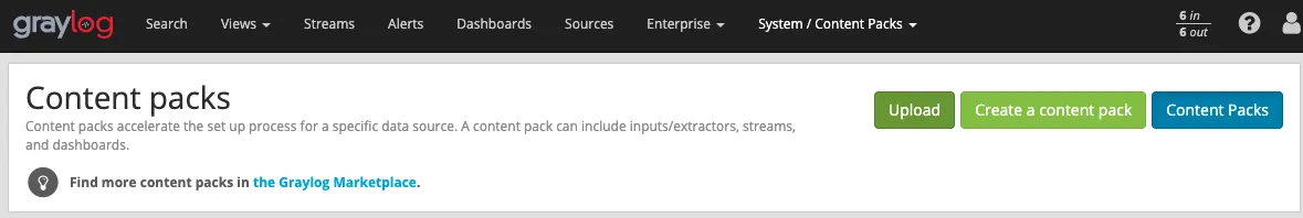 上传 Graylog content packs