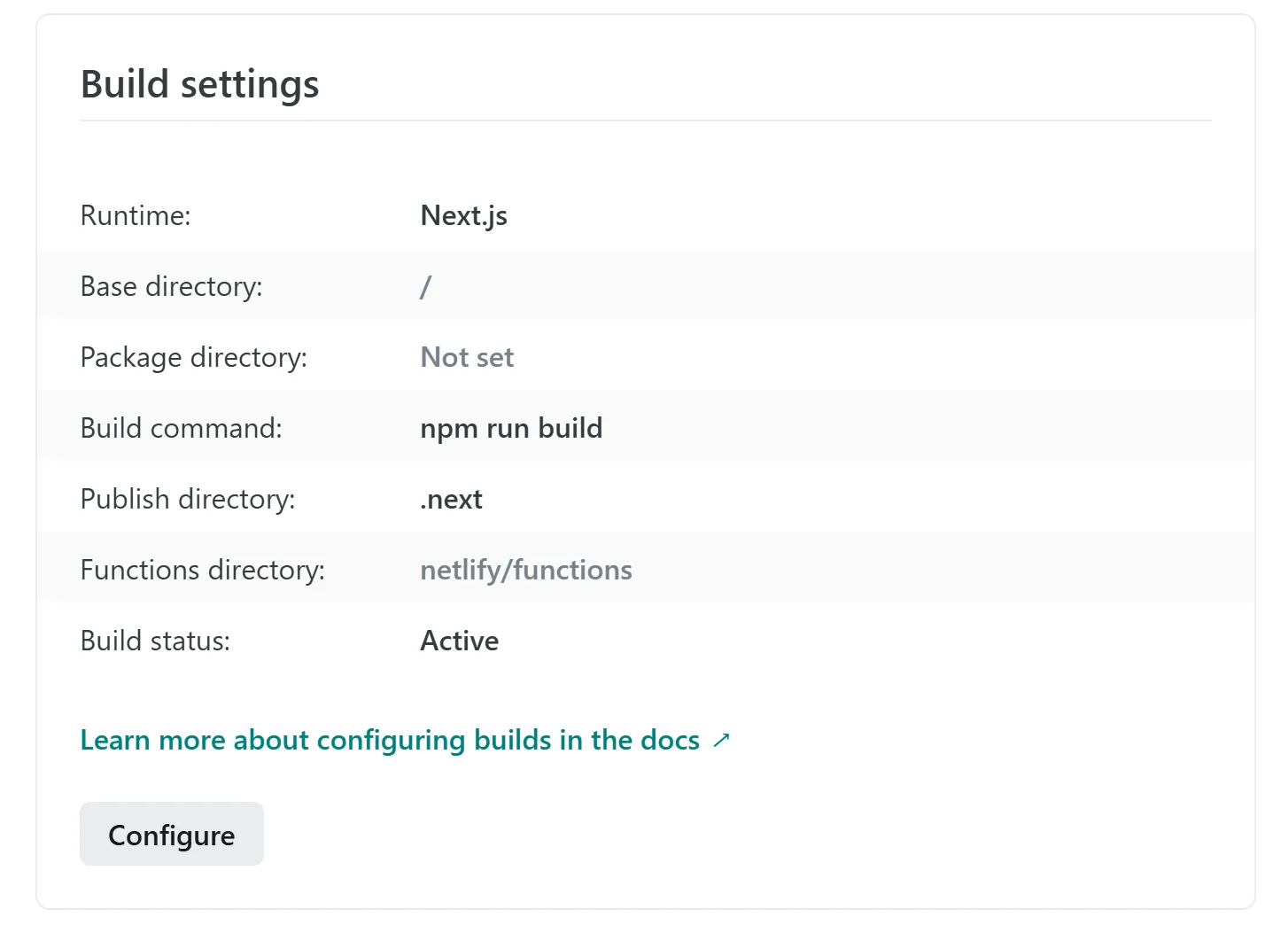 查找 Build Command 和 Publish Directory 字段