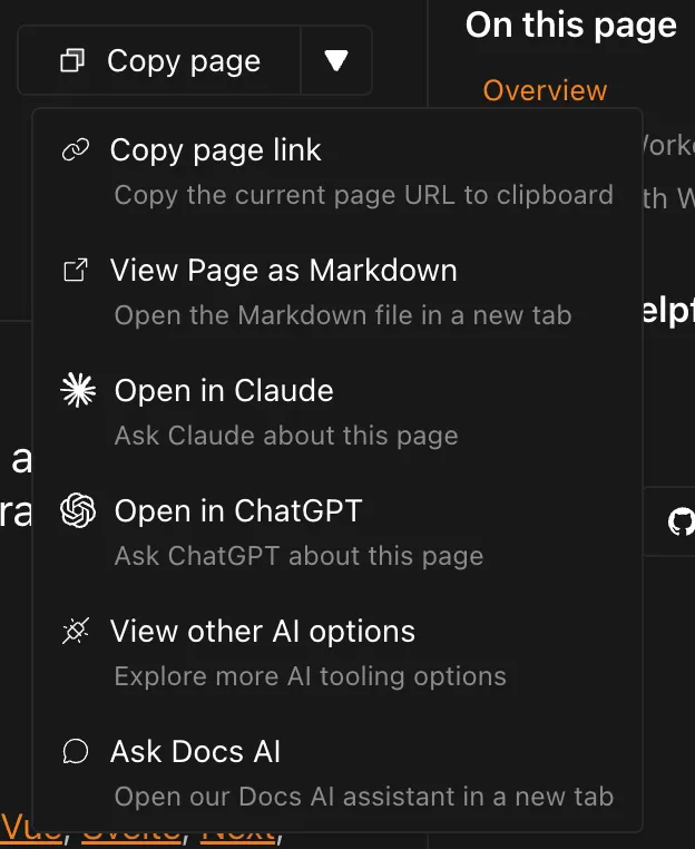 Page options 按钮