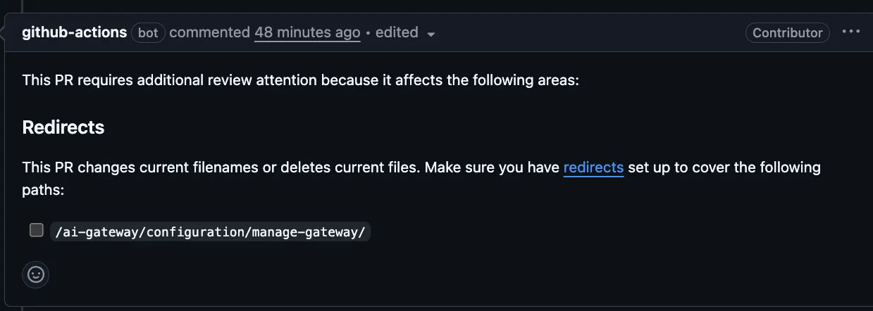 GitHub Actions 重定向评论