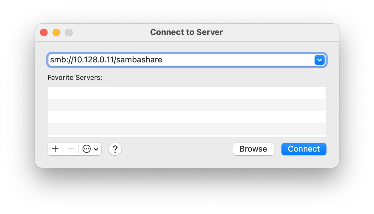 在 macOS 中连接到 SMB 服务器