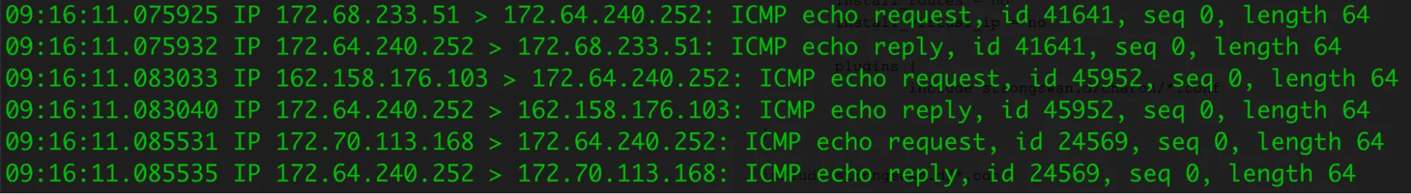 如果您在 vti0 上运行 tcpdump,您可以检查解密后的数据包