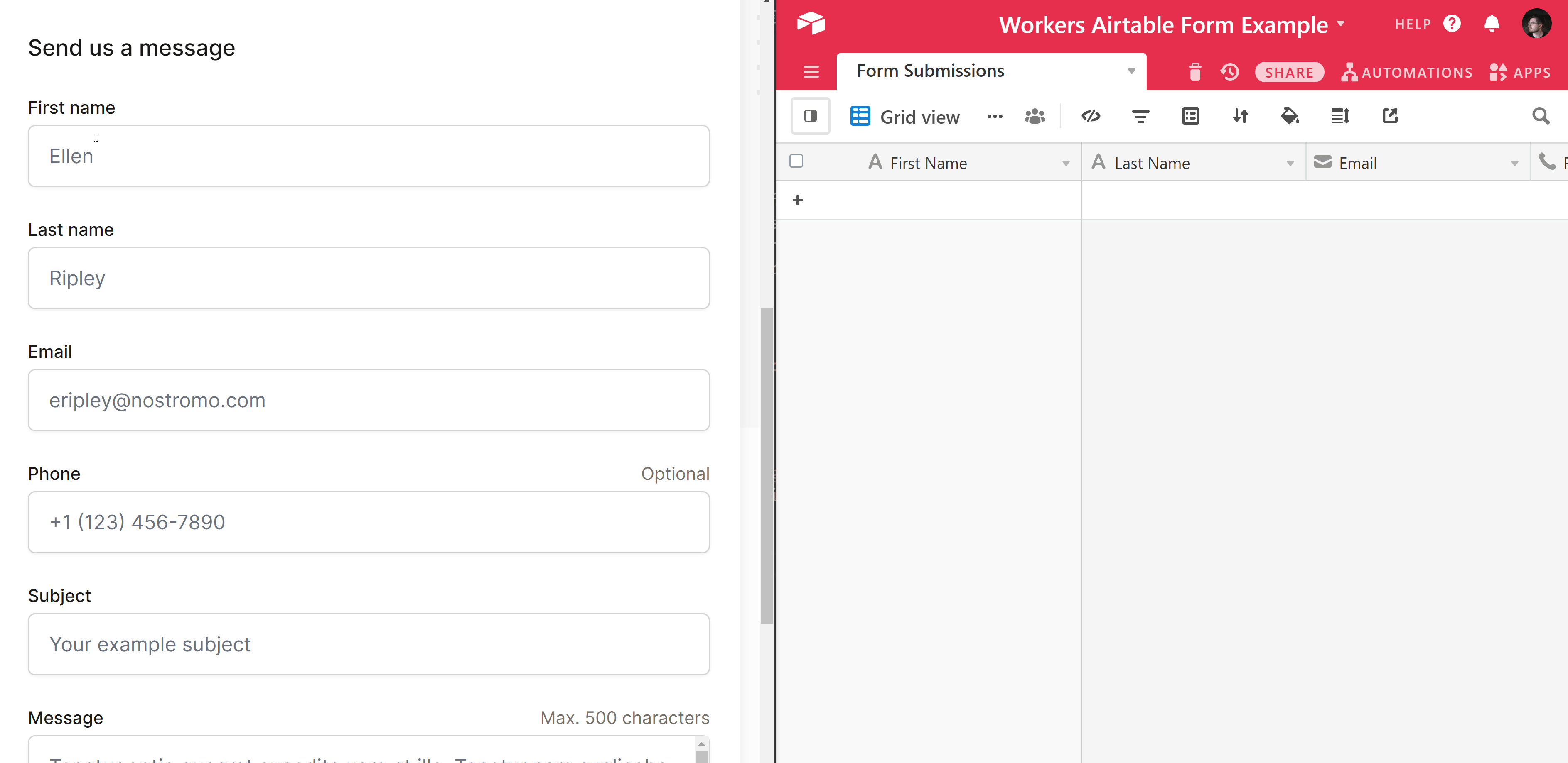完整的 Airtable 与无服务器函数集成 GIF